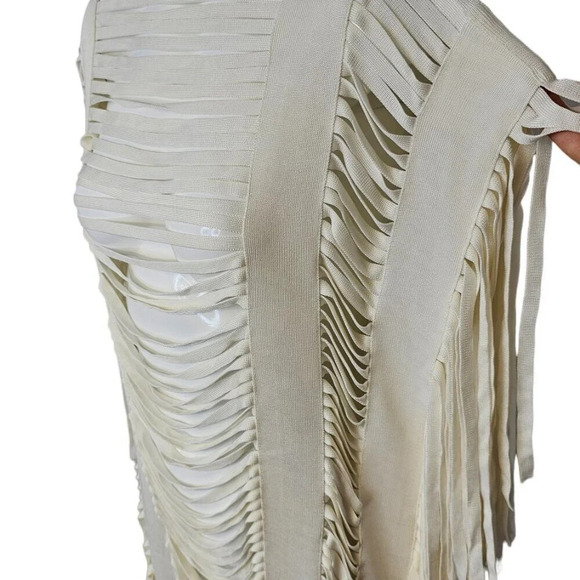 Herve  Leger Womens Bregi Swim Cover Up Dress Size XS/S Alabaster Fringe Draped - Picture 3 of 11